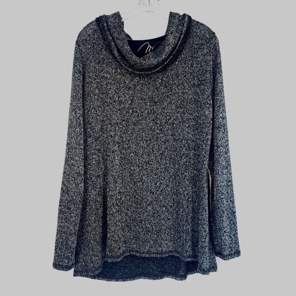 Miraclebody Cowl Neck Top Womens Large Silver Grey Metallic Lined 4657SW31